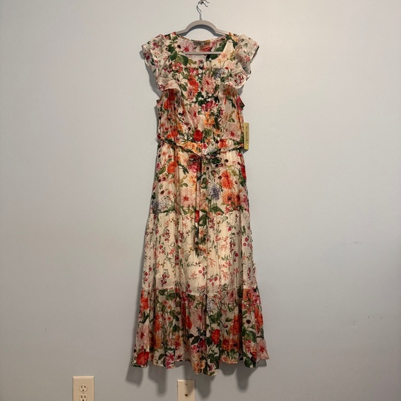 Figueroa Flower Short Sleeve Button Front Floral Print Belted Maxi Dress Size XL - Picture 1 of 7